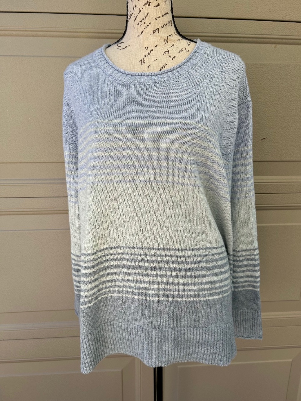 Women's Blue strip, Knit Sweater, Large